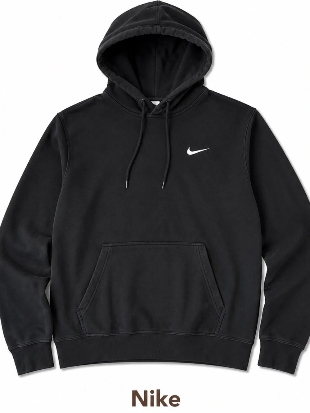 Nike Black Pullover Hoodie with White Swoosh - Picture 1 of 1